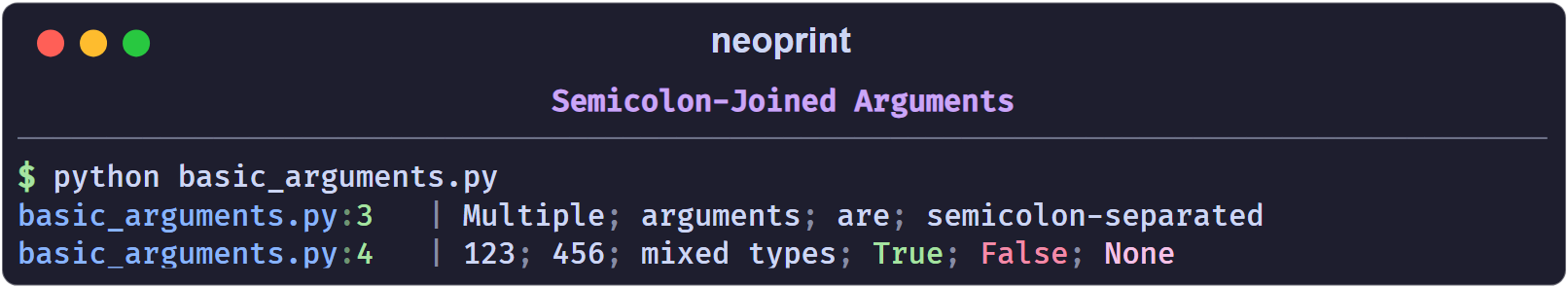 Semicolon-joined arguments