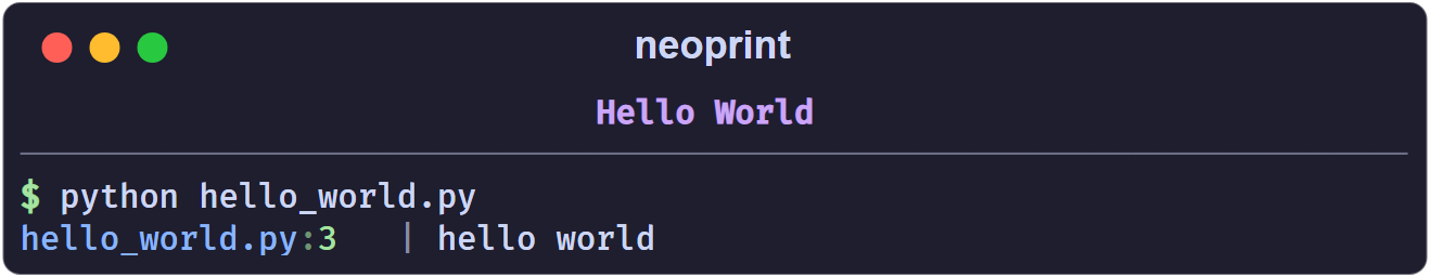 Hello world output