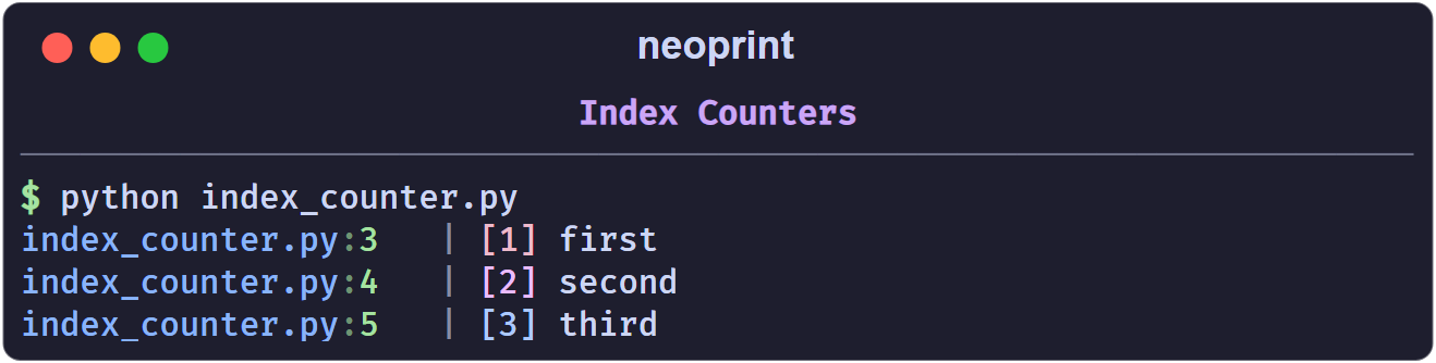 Index counters
