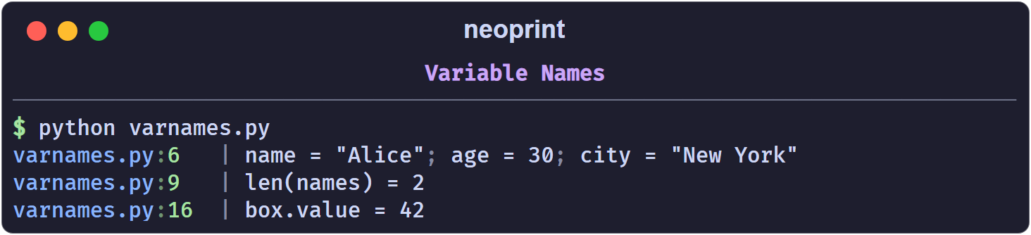 Variable names and expressions